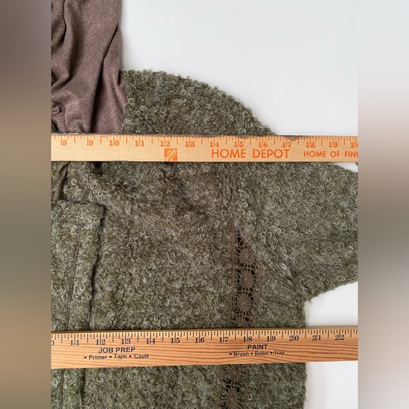 Mystree Open Front Boucle Boho Sweater Cardigan hoodie Crochet detail Women’s M - Picture 6 of 14